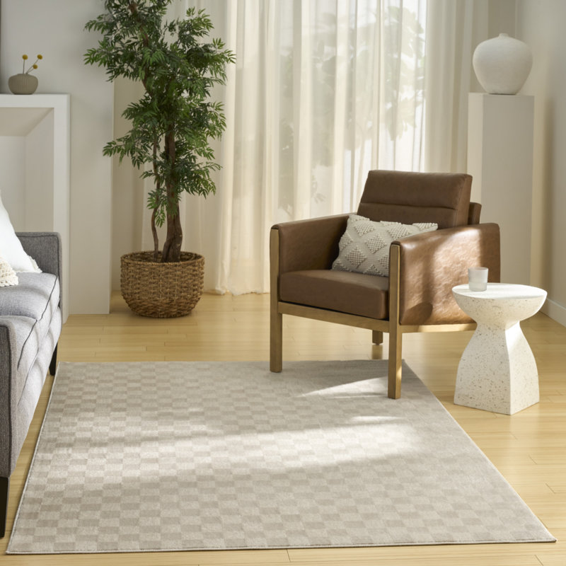 Tapis d'intérieur moderne beige Gracie Oaks Corrigan, Rectangle 6 pi x 9 pi