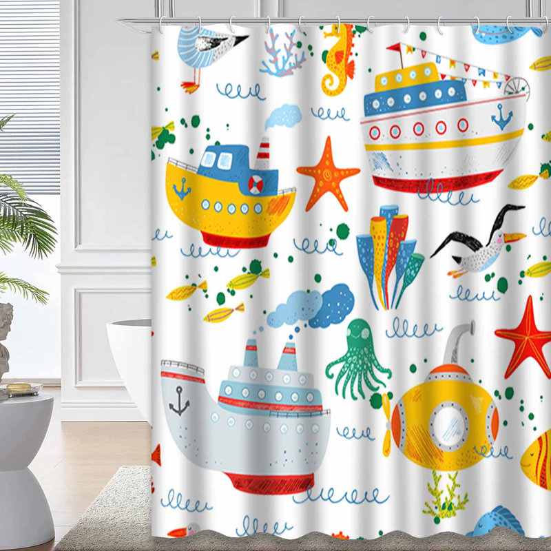 Rideau de douche imperméable avec 12 crochets SailorTots, L 72 po x l 72 po
