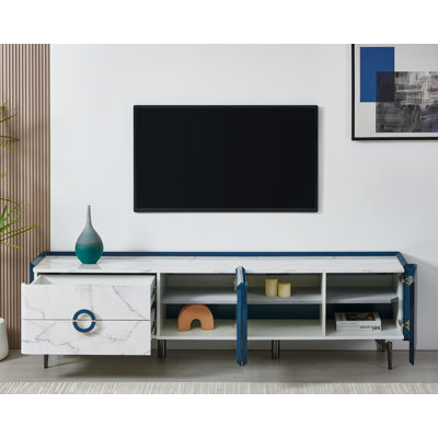 86" W Modern Media Console | 85" TV Stand and Sideboard with Storage