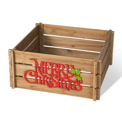 Wooden "MERRY CHRISTMAS" Crate Christmas Tree Collar