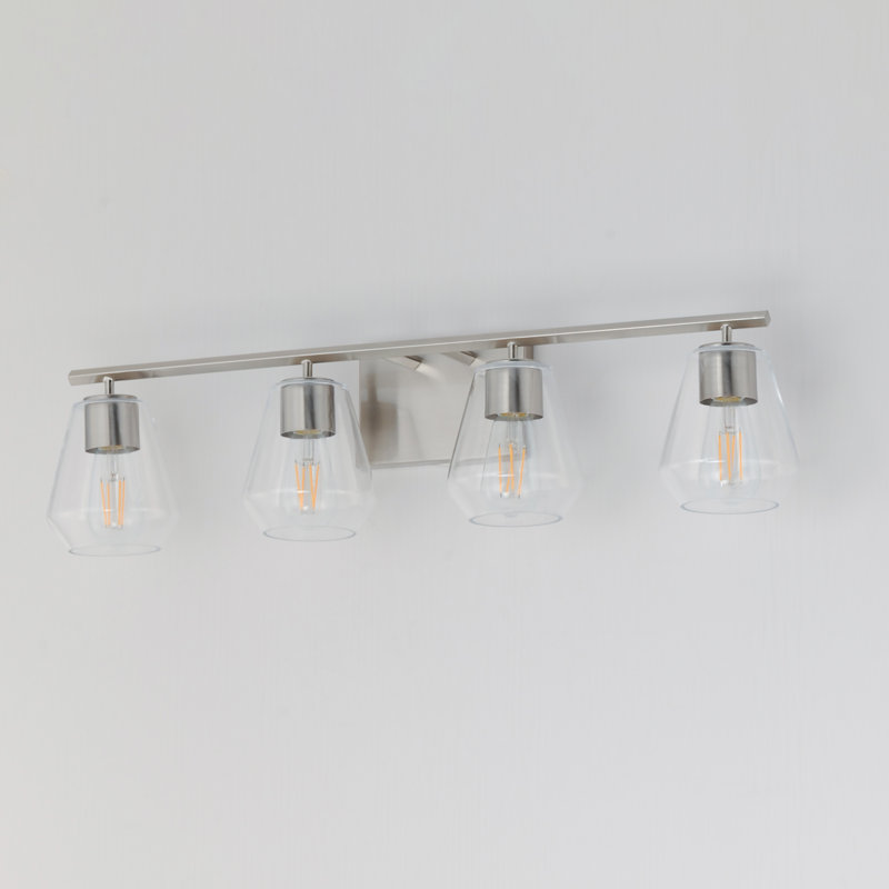 Geode-Bath Vanity, 31.25" Width, 4 Lights, Satin Nickel