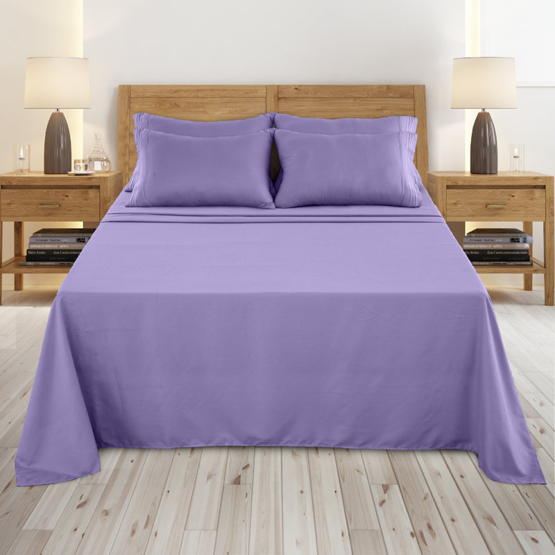 Ensemble de literie en microfibre 1800 Series, Lavande, Ensemble de draps pour très grand lit californien
