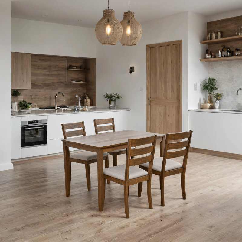 Ensemble de salle à manger moderne en bois de 47 po avec chaises rembourrées Busey, Brun