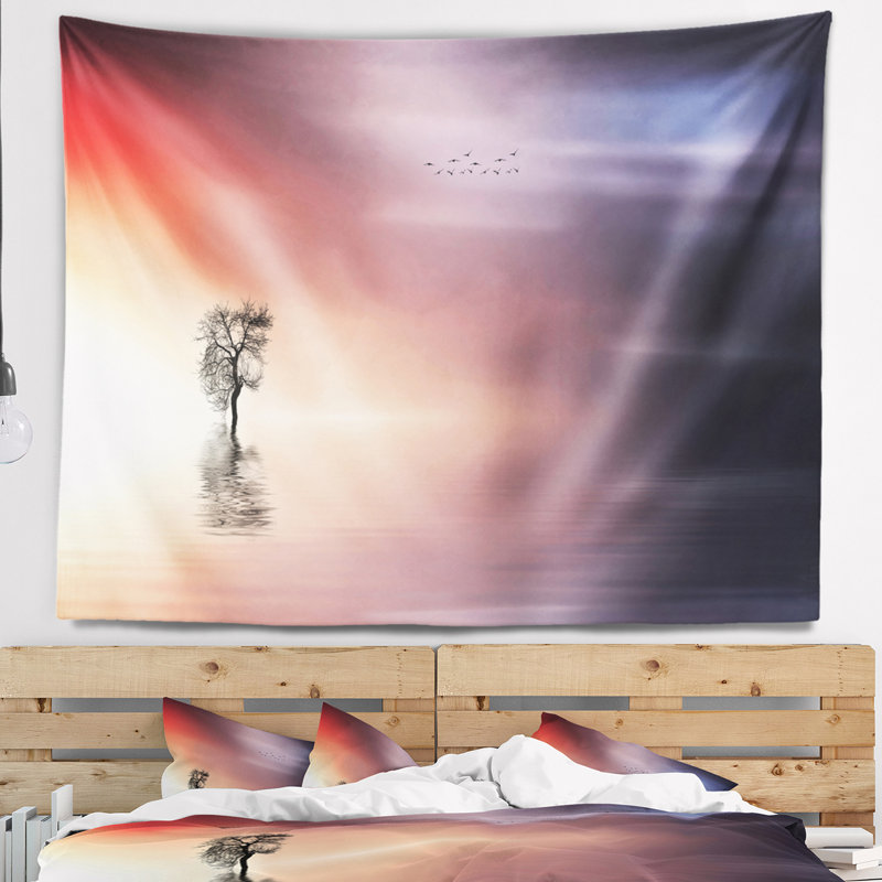 Tapisserie «Lonely Tree and Birds», H 32 po x l 39 po
