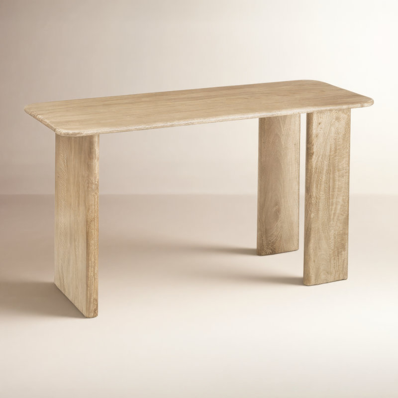Folkes 56" Rectangular Solid Wood Writing Desk, Warm Sand