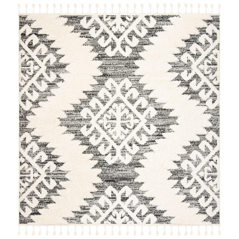 ImraanMoroccan Tassel Shag Performance Ikat Rug, Square 11'