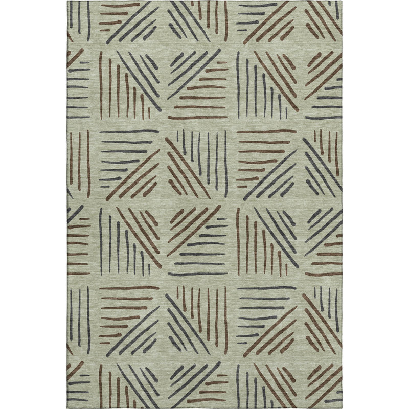 Premium Machine Washable Mayfield AMF2413 Geometric Rug, Celery, 10' x 14'