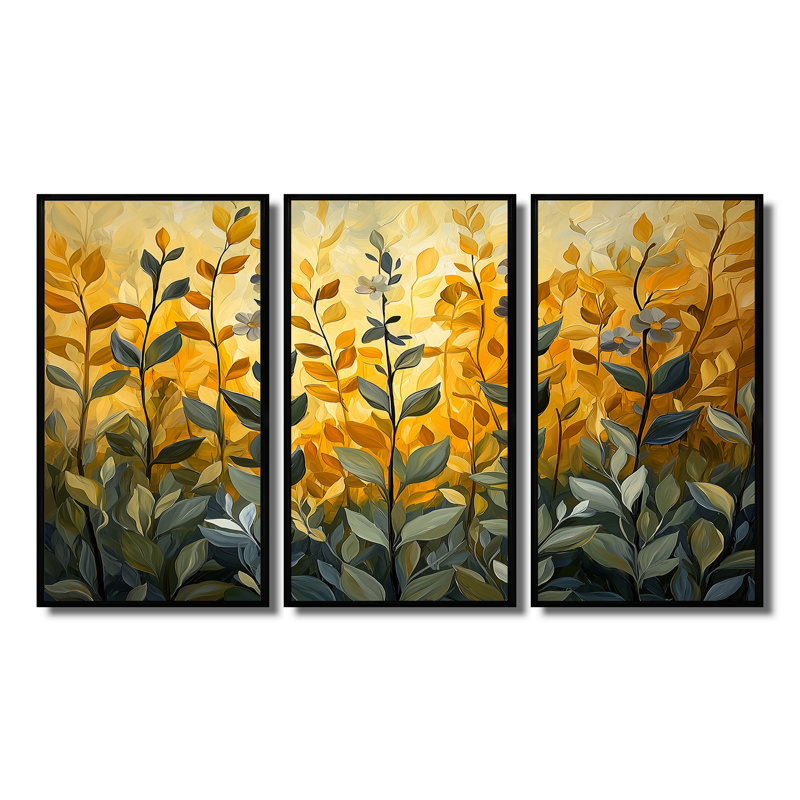 Green Thym Passage II - ensemble de reproductions d'art mural, H 28 po x l 36 po x P 1 po, Toile avec cadre flottant noir