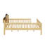 Lit plateforme en bois avec tête de lit en forme de maison et DEL-932736129-932736134