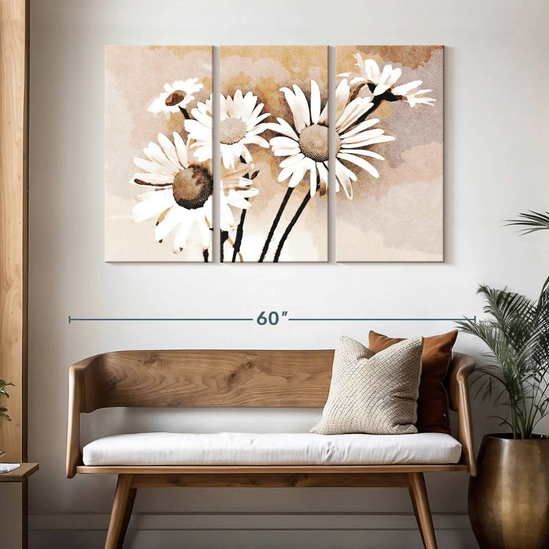 Harnek Sepia Daisies, 32" H x 50" W