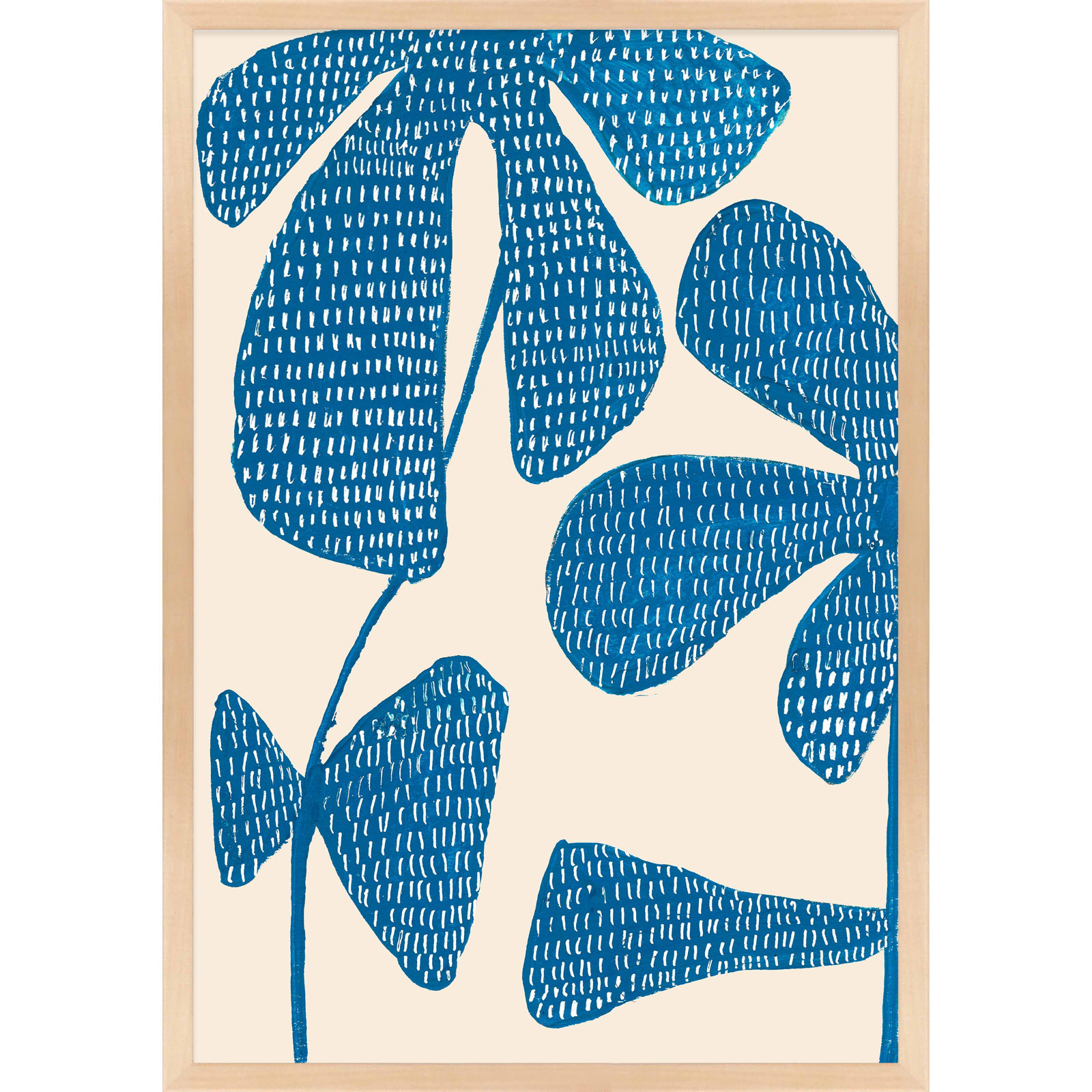 Ceramic Blue 3 Print by Andrea Stokes, 38" H x 26.5" W, Maple Picture Framed Paper