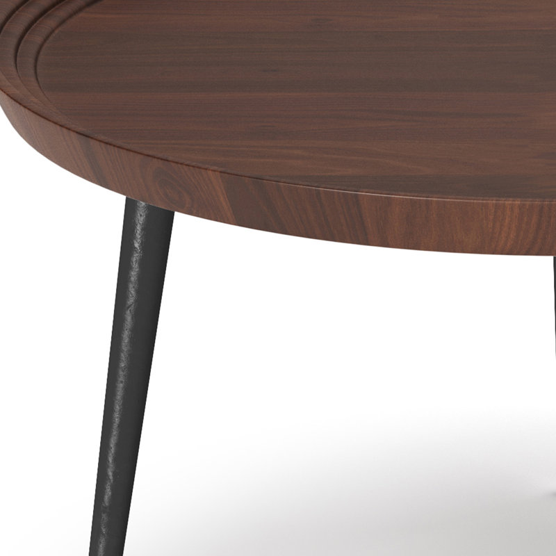Cognac Round Tray-Top Coffee Table with Metal Legs