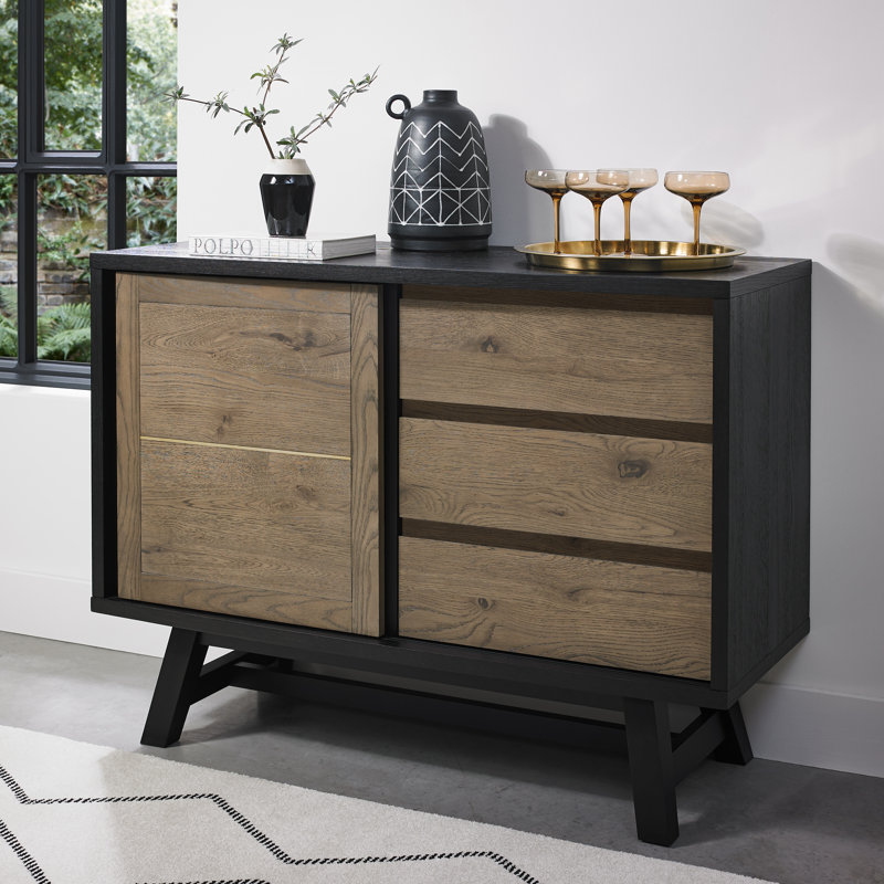 Mercie 116cm Sideboard, Weathered Oak/Peppercorn