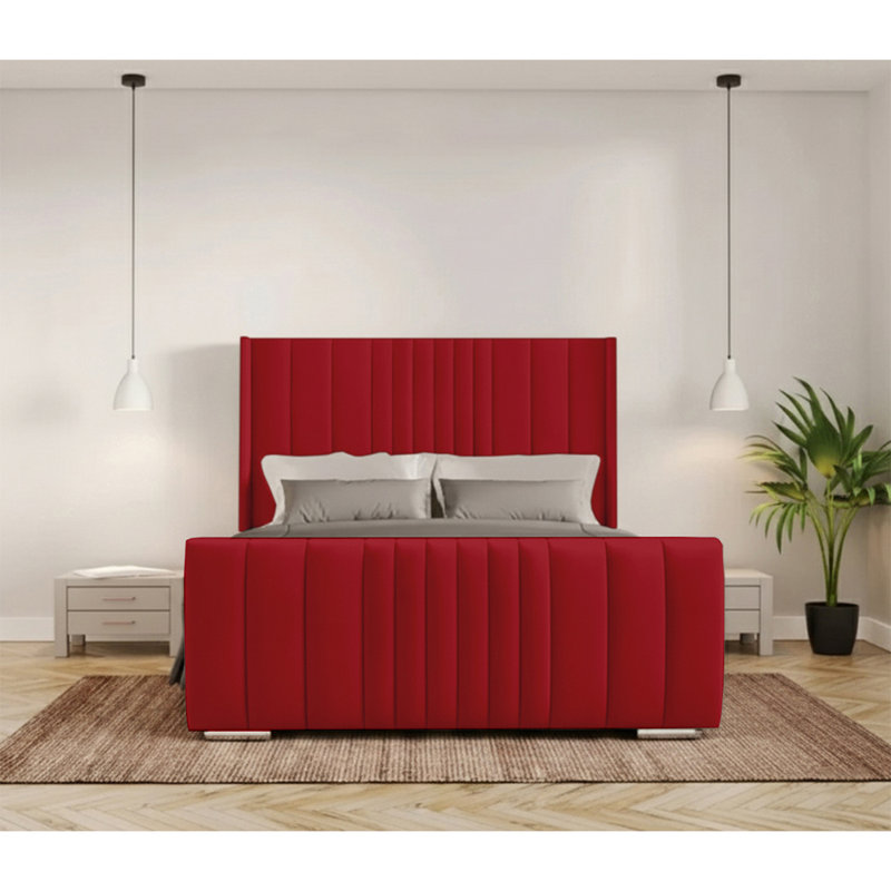 Schwamm Upholstered Bed Frame, Super King (6'), Red