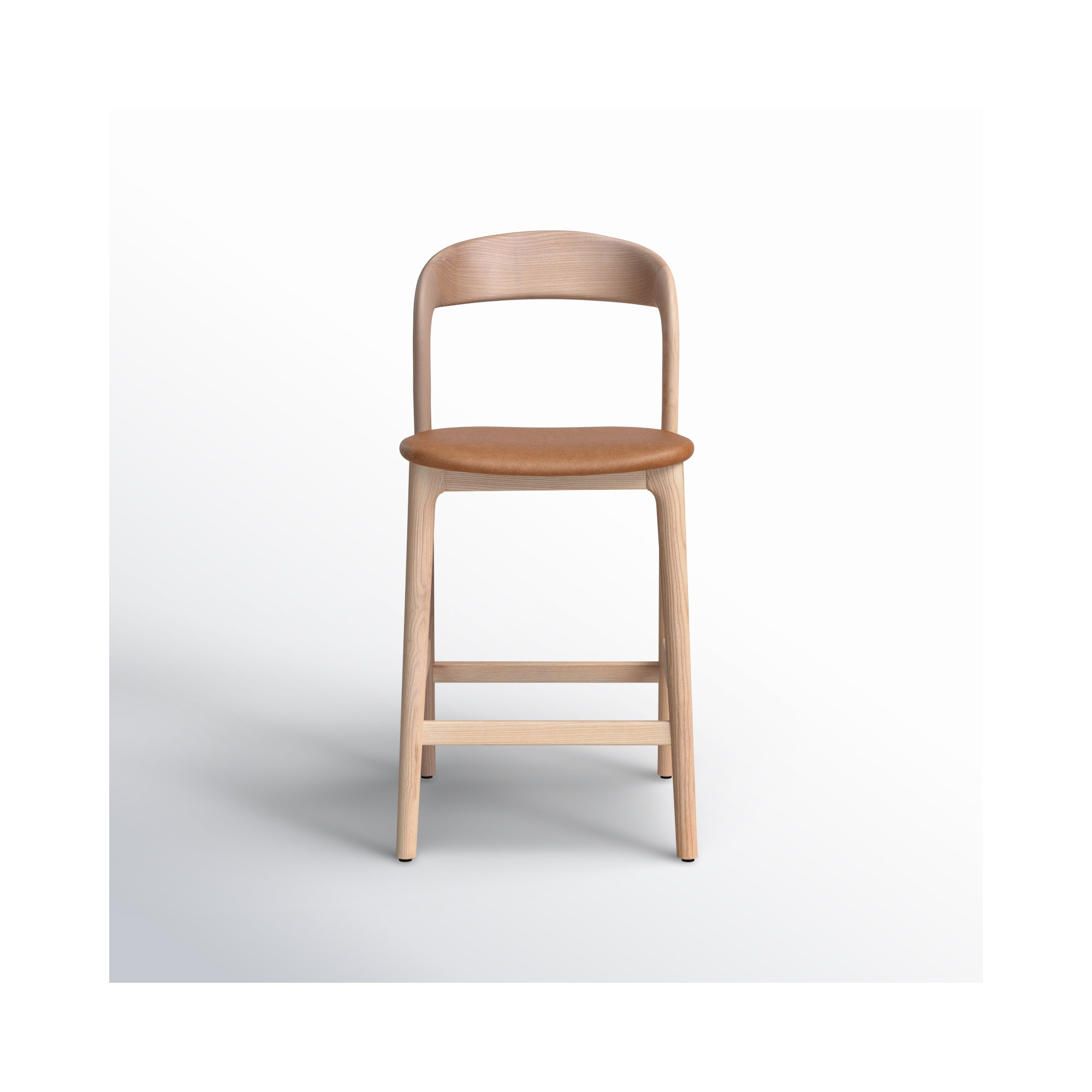 Kayla Leather Bar & Counter Stool, Butterscotch Genuine Leather/Natural, Counter Stool (26" Seat Height)
