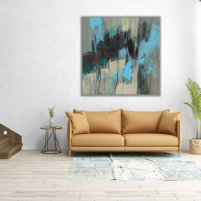 «Ocean Blue Abstract I», reproduction d'art sur toile, H 12 po x l 12 po