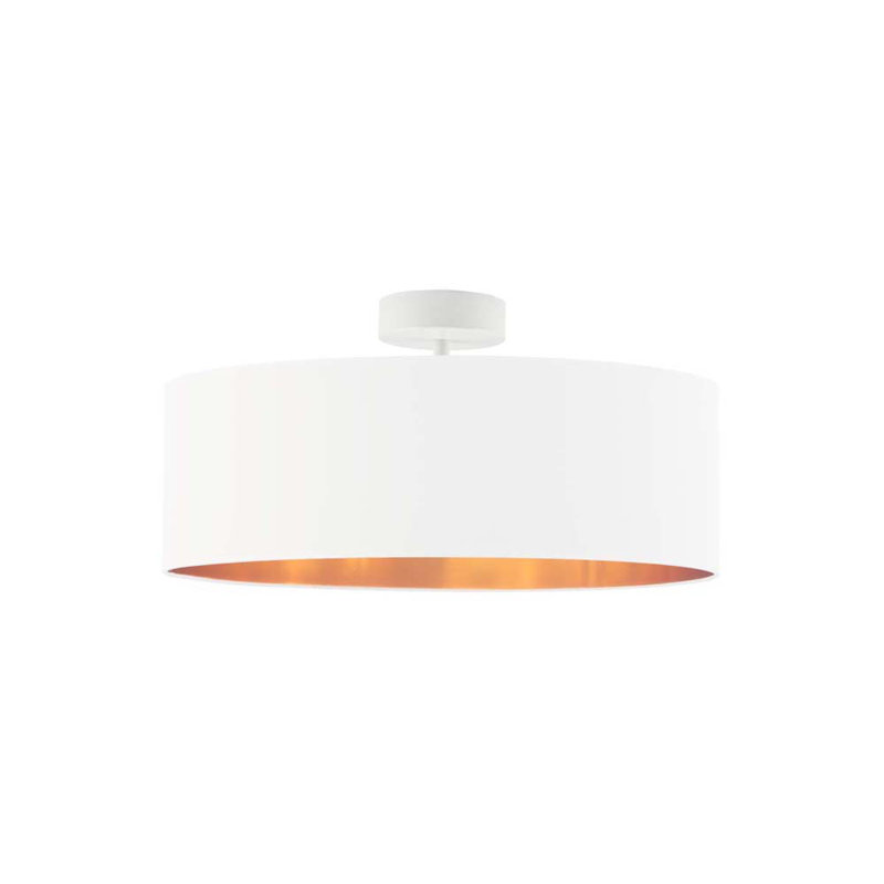Sunburg Fabric Semi Flush Mount, White, White, 30cm H x 40cm W x 40cm D