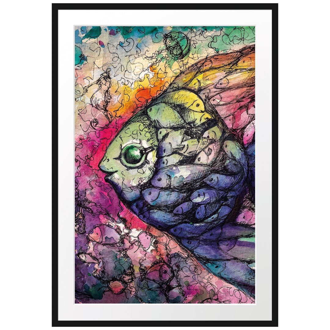 Gerahmtes Poster Regenbogenfisch Kunst