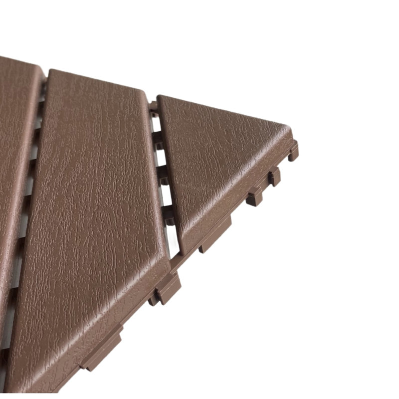 Carreau de terrasse emboîtable en plastique brun de 12 po x 12 po Shawauna