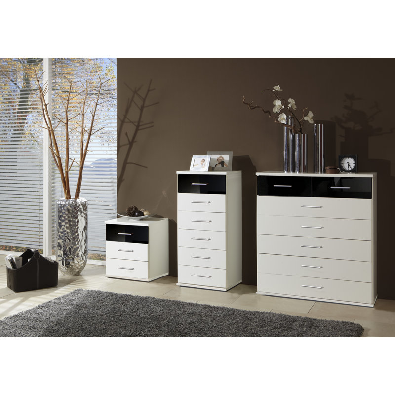 Grus 46cm W Manufactured Wood Bedside Table, Black and White