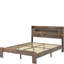 Structure de lit en bois pour très grand lit avec tête de lit avec rangement et 2 lumières à DEL, fonctionnement silencieux, sans sommier, assemblage facile, plateforme silencieuse amplement silencieuse sous le plancher, à assembler, grand compartiment