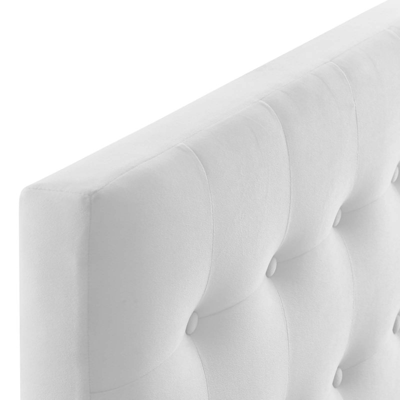 Emily Upholstered Velvet Panel Headboard, Queen, White