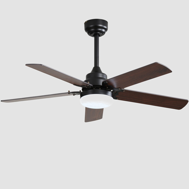 Lakeah 42'' Ceiling Fan with LED Lights, Matte Black, Brown