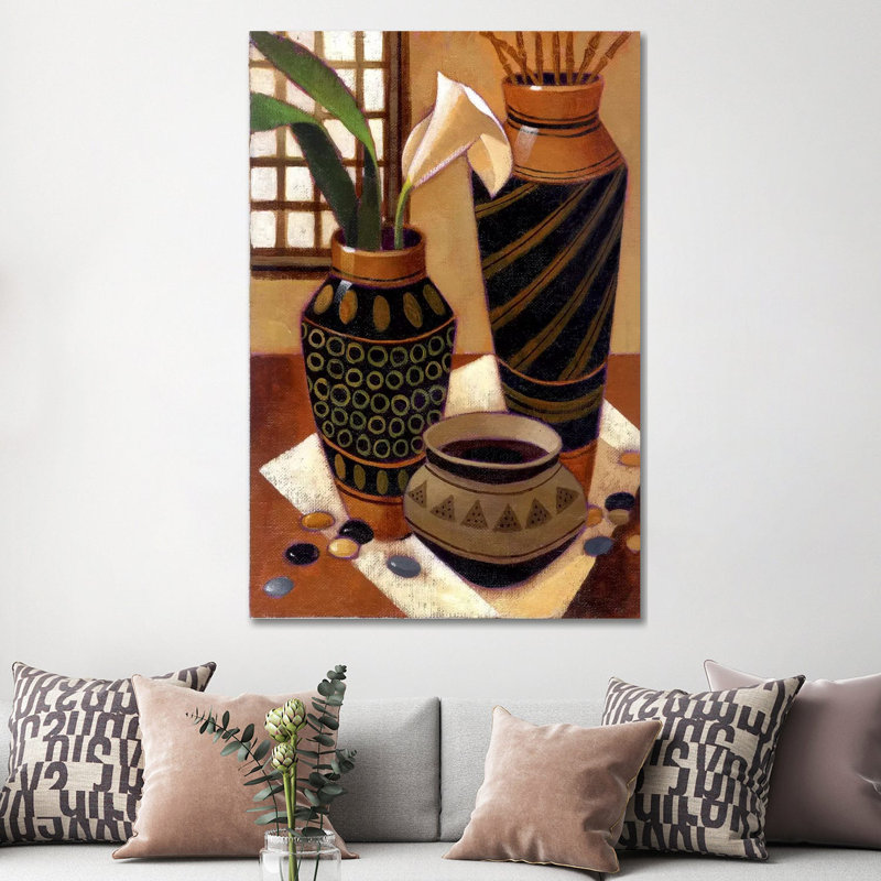 Still Life With African Bowl by Keith Mallett - Painting on Canvas, 152.5 cm H x 101.5 cm W, Brown Framed