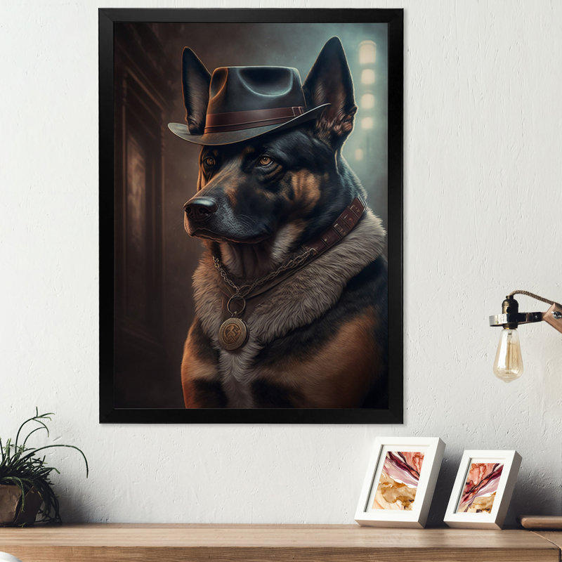 Mafia Dog V - Impression sur toile, Impression noire sur toile encadrée, H 20 po x l 12 po x P 1 po