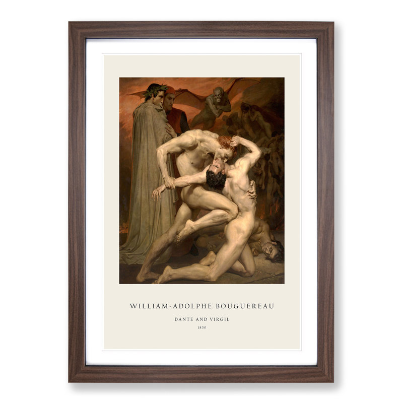 Dante And Virgil by William-Adolphe Bouguereau - Single Picture Frame Print, Walnut Framed, 48cm H x 36cm W x 2cm D