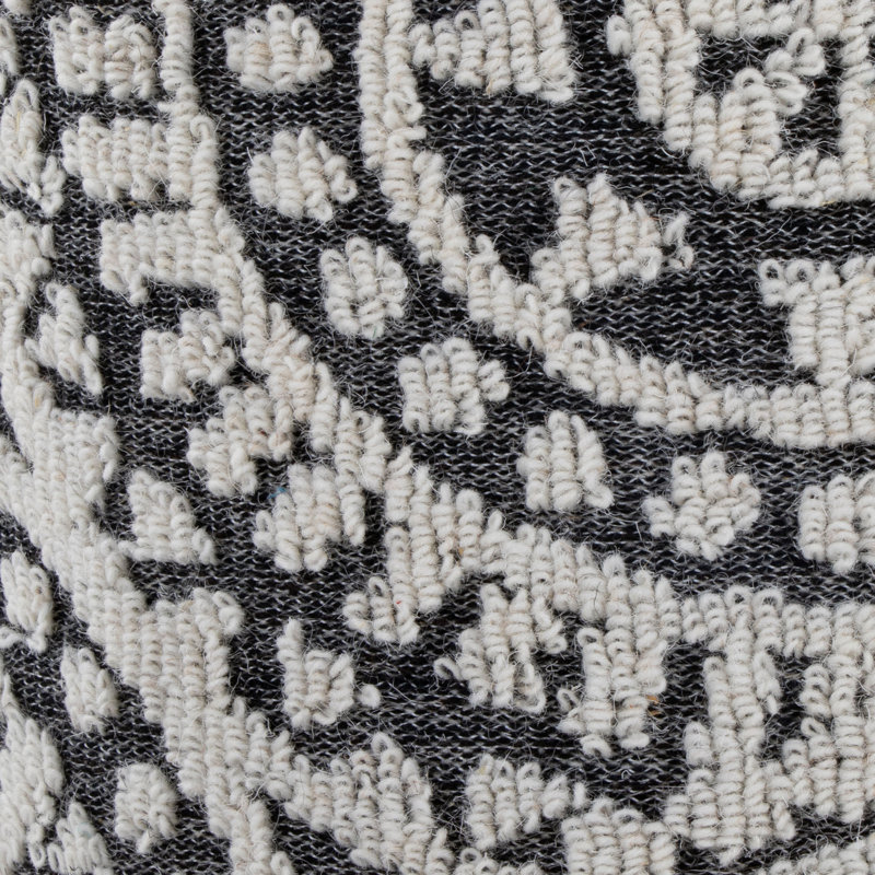 Repose-pieds de rangement 18 po en laine tissée à la main avec motif touffeté et noué