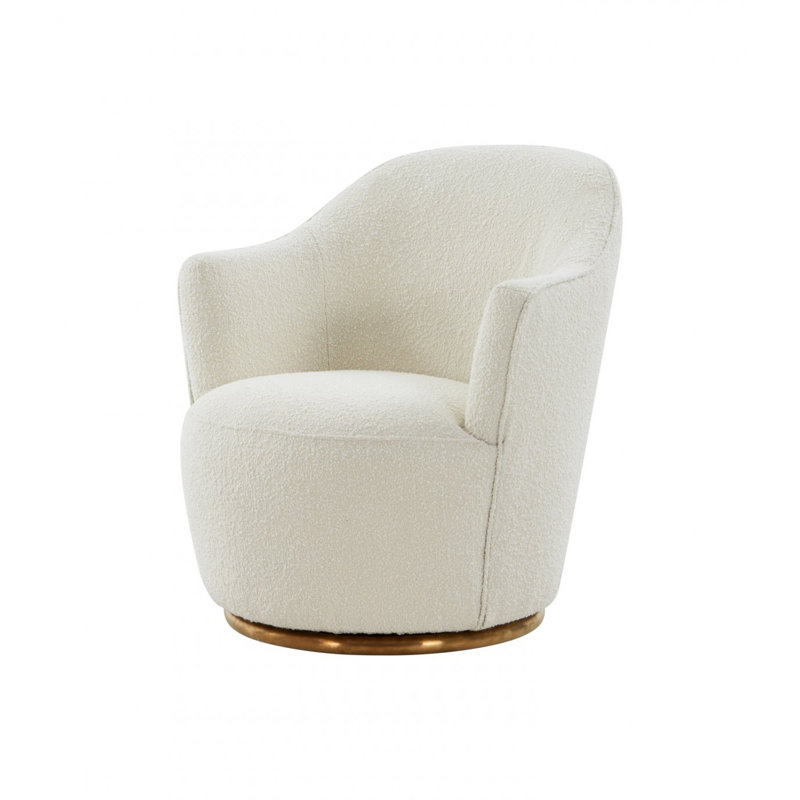 Fauteuil demi-tonneau pivotant rembourré Shevani, Cream 100% Polyester