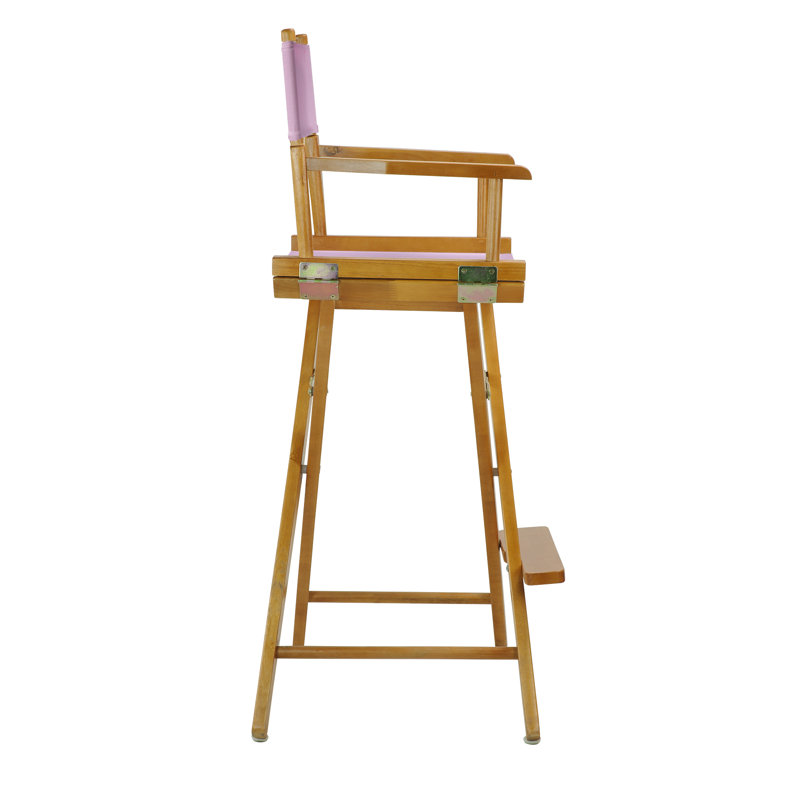 Chaise de réalisateur pliante de 30 po avec toile, Chêne miel, Rose
