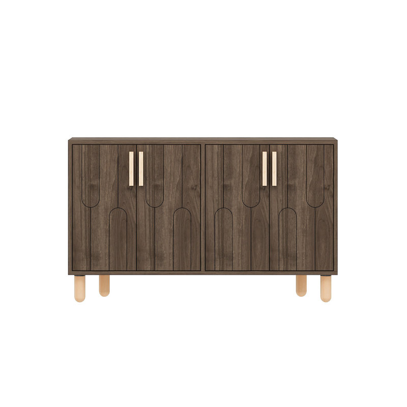 Modern Walnut Console Table, 47.2 x 29.0 x 11.6 inches | 100% Melamine Coated Particle Board, Thickness: 0.7 inches | Stylish Brown Finish, Geometric Design | Perfect for Entryway, Living Room & Hallway Decor