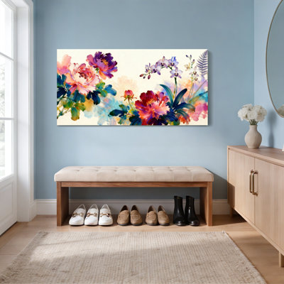 Floral, aquarelle, peinture sur toile, ensemble de 1 reproduction d'art sur toile