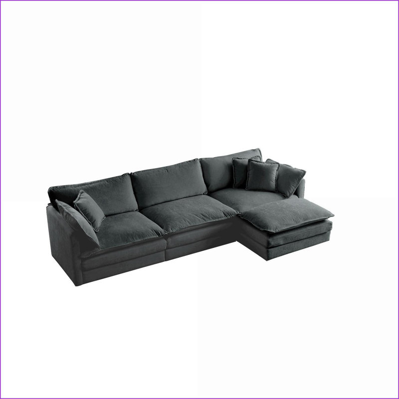 Canapé modulaire surdimensionné en L avec repose-pieds réversible | Gris ardoise | Chenille
