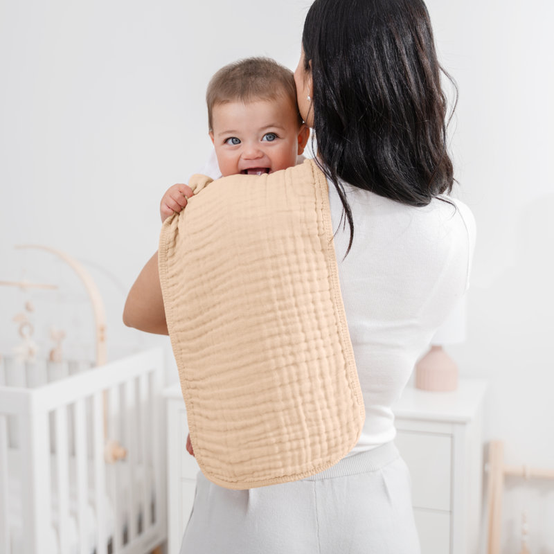 Comfy Cubs Muslin Burp Cloths 20" x 10"  - Large, 6-Layer, Ultra Absorbent 100% Cotton for Baby Spit-Up, Drool, and Messes