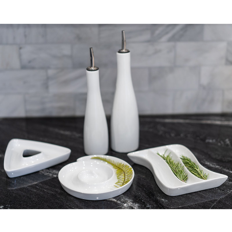 White Ceramic Wavy 3-Ounce Serving Dish