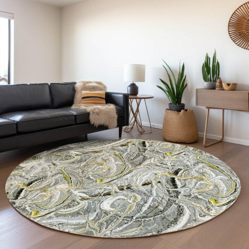 Premium Machine Washable Chananya Cyclone Rug, Round 8'