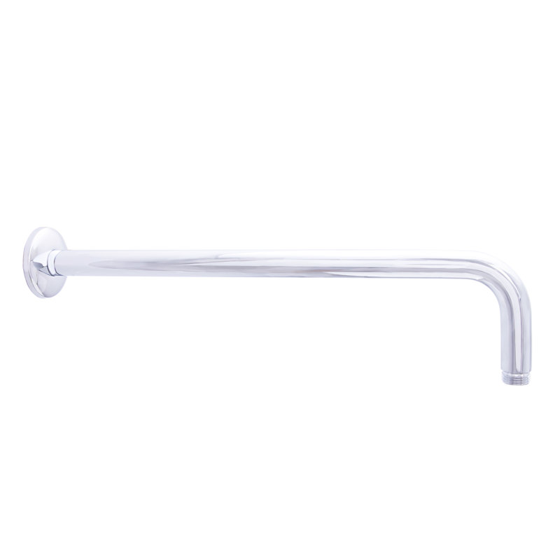 Bras de douche angle droit avec bride 16 po, Chrome poli