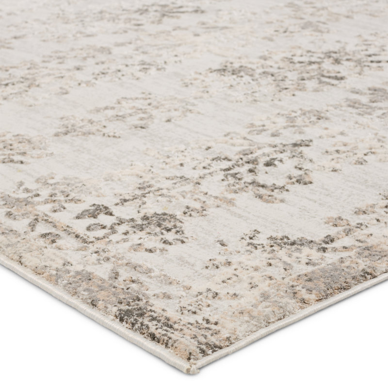 Tapis géométrique Pranshi crème / gris, Rectangle 10 pi 2 po x 14 pi