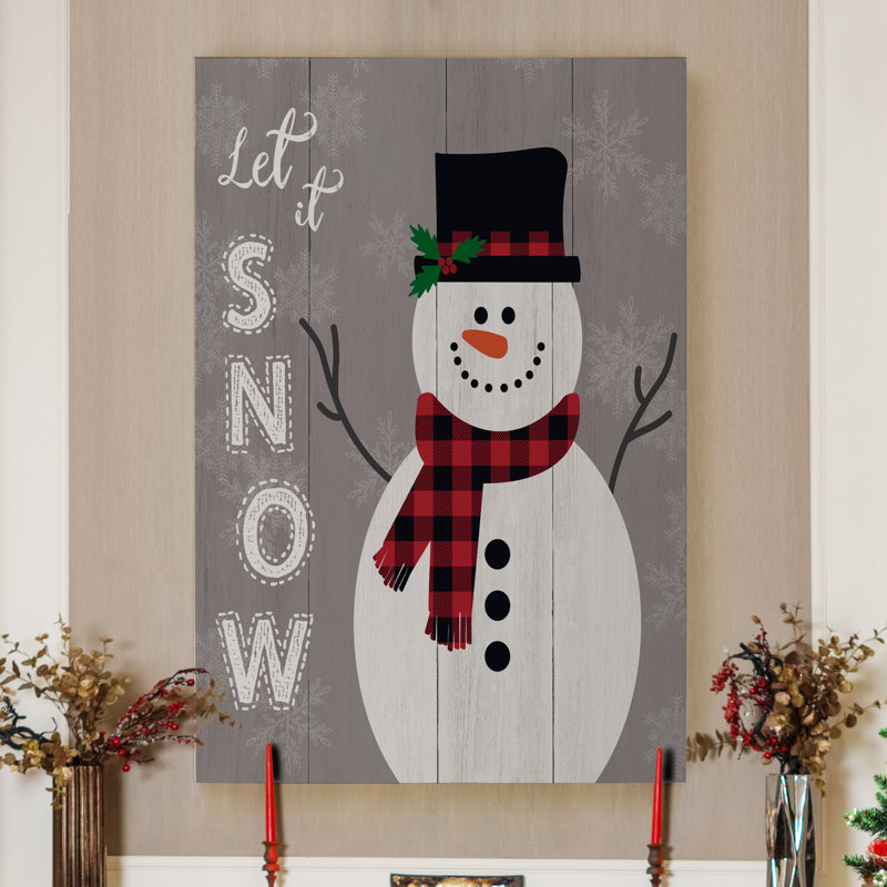 «Let It Snow Snowman» par Parvez Taj, reproduction d'art sur toile tendue, H 12 po x l 8 po x P 1,5 po