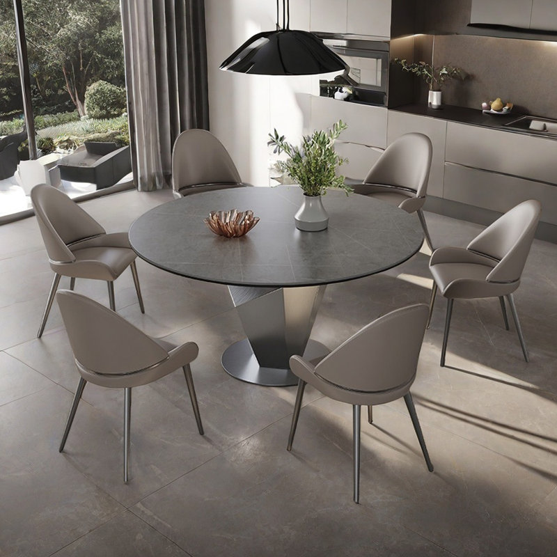 Italian modern simple round dining table sets, 29.5"H x 53.1"L x 53.1"W