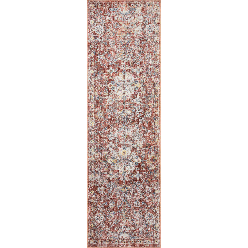 Tapis oriental rouge / ivoire Fiorillo, Tapis de couloir 2 pi 6 po x 7 pi 9 po