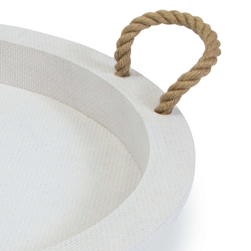 Aegean Rattan Decorative Tray, White