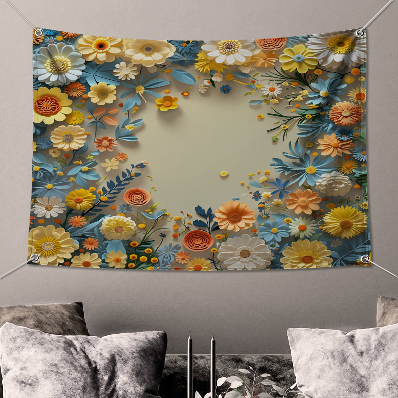 Tapisserie murale en papier - Fleurs, 104 po H x 88 po avec 4 œillets