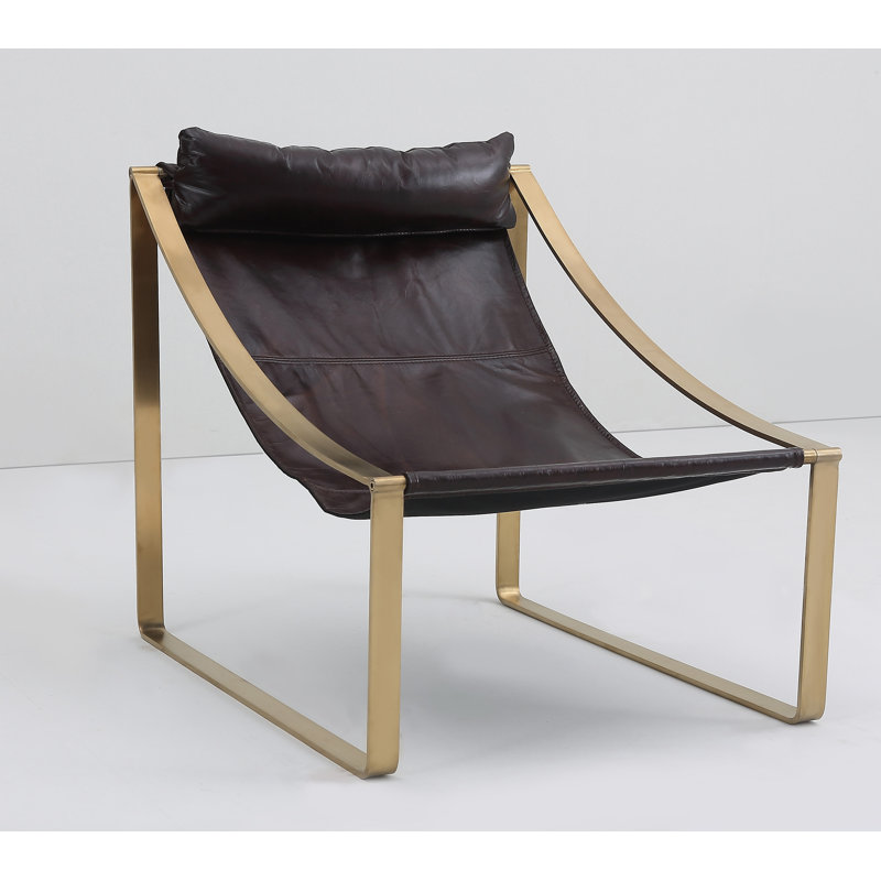 Méridienne Whitehouse, Cuir véritable brun Maroc