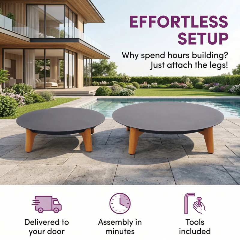 2-pieces Round Indoor/outdoor Aluminum Patio Coffee Table
