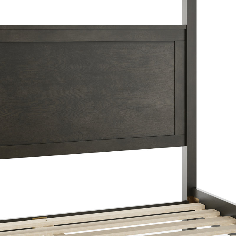 Hayes Dark Gray Queen Canopy Platform Bed with Wood Headboard
