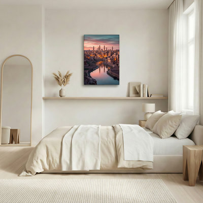 «Gallery Wrap», art mural sur toile pour le salon, la chambre à coucher, le bureau ou le vestibule - décoration murale décorative avec coucher de soleil